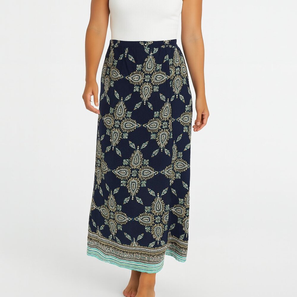 Loveriche Blue Floral Maxi Skirt NWT Size Large Lightweight Boho Flowy Fit NWT